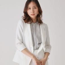 【手洗い可／日本製／セットアップ可】麻調合繊のテーラードジャケット