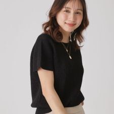 【洗える／日本製／和紙素材の清涼感】ざっくりとしたラメ混ニットトップス