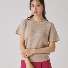 【洗える／日本製】ラメ和紙混ニットトップス