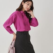 【手洗い可】タックデザインブラウス