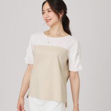 【手洗い可／日本製】異素材組合せのジャージトップス