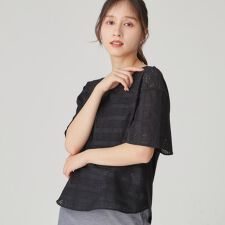 【手洗い可／日本製】コットンレース使いカットソー