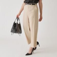 【手洗い可／日本製／清涼感／セットアップ可】センタープレス入りストレートワイドパンツ