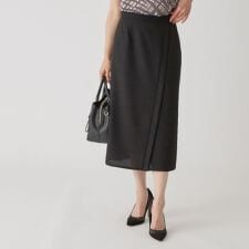 【手洗い可／清涼感／日本製】麻調合繊の切替デザインスカート