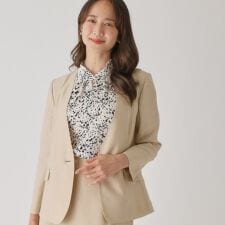 【手洗い可／接触冷感／日本製／裏無し】8分袖ノーカラージャケット