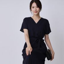 【手洗い可／日本製】カシュクール風ワンピース