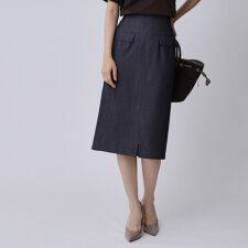 【手洗い可／日本製】デニム風ナロータイトスカート