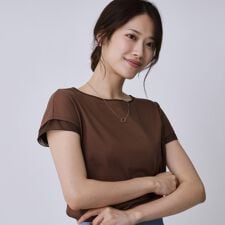 【手洗い可／日本製／一枚着／ジャケットイン】袖口シフォン使いのカットソー