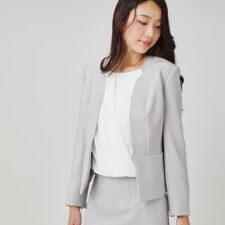 【手洗い可／日本製／スーツ可】拘りシルエットのカラーレスジャケット