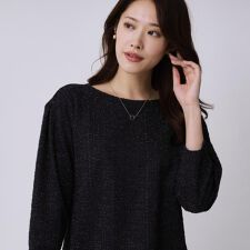 【手洗い可／日本製／ジャージ素材／セットアップ可】ラメ意匠素材トップス