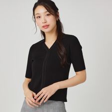 【手洗い可】衿付きニットトップス