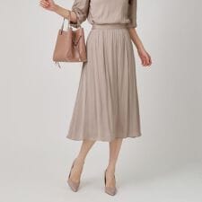 【手洗い可／ウエストゴム／セットアップ可】エアリーなギャザースカート