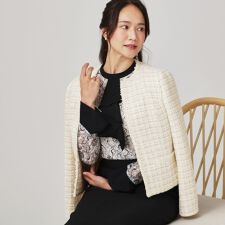 【日本製／セットアップ可】ファンシーツィードのショート丈ジャケット