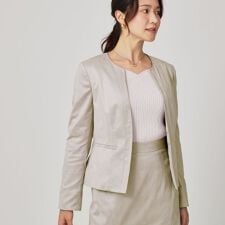 【手洗い可／日本製】スェード調ノーカラージャケット