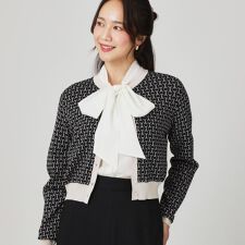 【手洗い可】幾何柄風ジャカードカーディガン