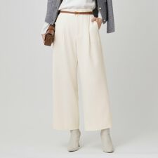 【手洗い可／日本製】タックワイドパンツ