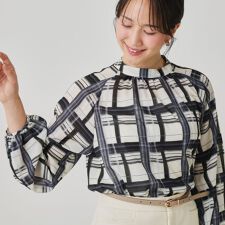 【手洗い可／日本製】チェック柄ブラウス