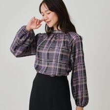 【手洗い可／日本製】チェック柄ブラウス