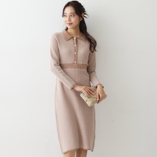 洗える／日本製／麻混素材】フィットアンドフレアワンピース | クード