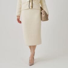 【手洗い可／セットアップ可】フェザーモールのニットスカート