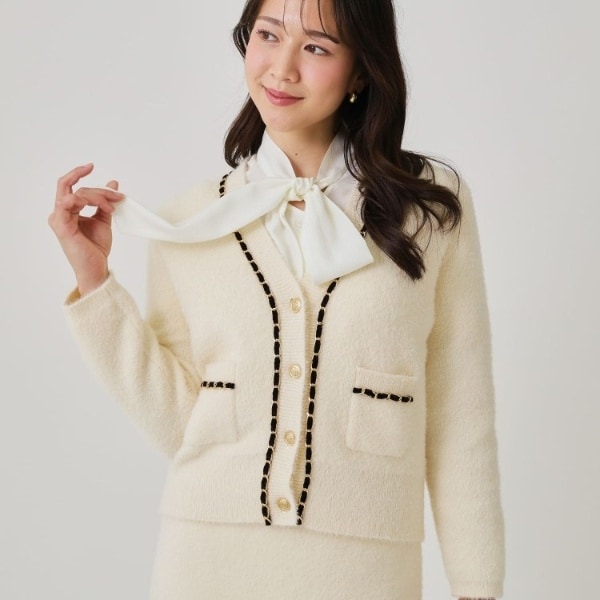 NOBLE 【美品】配色トリミングミラノリブショートジャケット Noble（ノーブル）の「《予約》配色トリミングミラノリブ