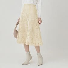 【手洗い可／日本製】フロッキープリントのスカート