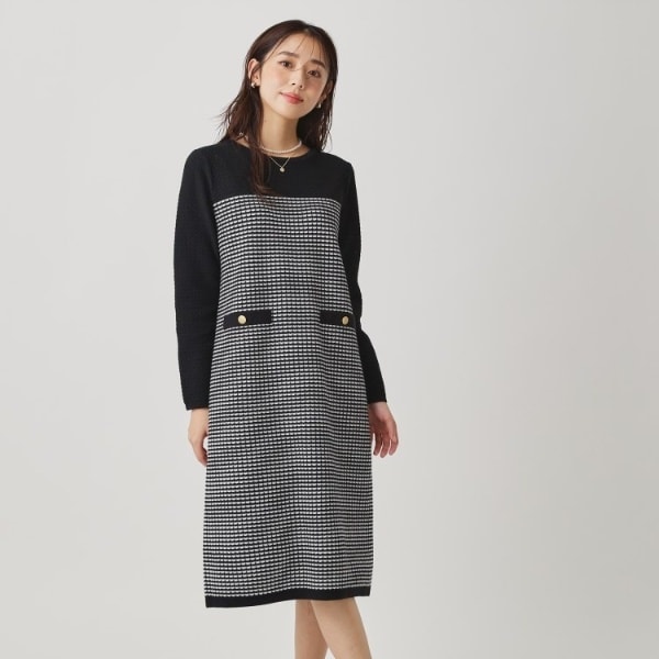 洗える／日本製／麻混素材】フィットアンドフレアワンピース | クード