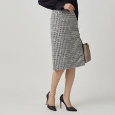 【日本製／セットアップ】ファンシーツィードのセミAラインスカート