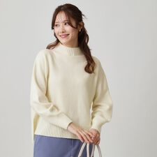 【手洗い可／日本製／カシミヤ混】ミドルゲージのハイネックニットトップス