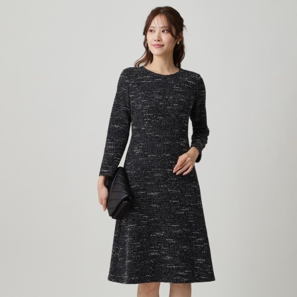 日本製／ラメ混】ジャージ素材タイトシルエットワンピース | クード