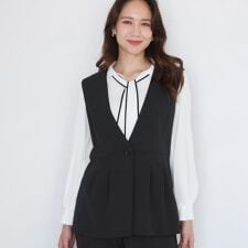 【手洗い可／日本製／伸縮性／セットアップ可】カラーレスのジレ