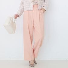 【手洗い可】タック入りワイドパンツ