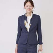【手洗い可／日本製／スーツ可】美シルエット カラーレスジャケット