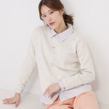 【手洗い可／日本製／レイヤード】きれいめ襟付きシャツ