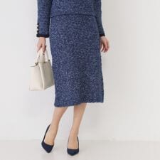 【洗えるセットアップ可ウエストゴム】ツイード調ニットスカート