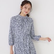 【手洗い可／日本製】幾何柄エレガントワンピース