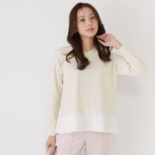 【洗える】レイヤード風デザインのニットトップス