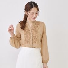 【手洗い可きれいめ服】シアーローンフリルブラウス