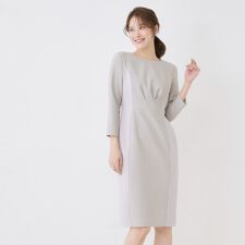 【手洗い可／日本製】異素材組み合わせワンピース