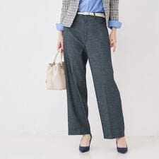 【洗える】デニム調ストレートワイドパンツ
