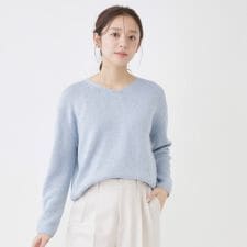 【手洗い可／ラメ混】浅Vネックニットトップス