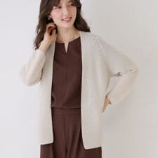【手洗い可／日本製／清涼感／ヒップ丈】麻調着流しカーディガン