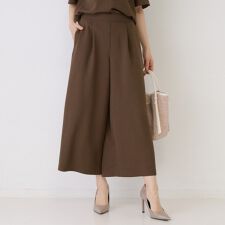 【手洗い可／日本製／裏無し／ウエストゴム／セットアップ可／清涼感】ワイドパンツ