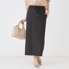 【手洗い可／日本製／ウエストゴム／ドライタッチ】ジャージ素材ナロースカート
