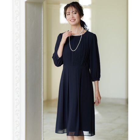 フォーマル入卒ママスーツ洗える】プリーツシフォンワンピース  