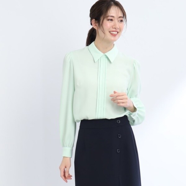在庫一掃セール売れ筋ランキング 洗える】衿付きピンタックブラウス | リフレクト(Reflect シャツ+ブラウス(長袖+七分)