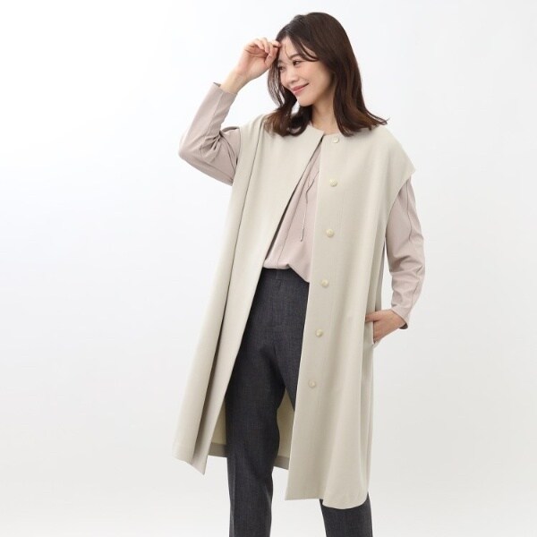 【SALE／手洗い可】サッシュベルト付きロングジレ SALE／手洗い可】サッシュベルト付きロングジレ（ベスト