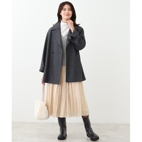 WEB限定カラーあり】ウール混メルトンライクピーコート | リフレクト