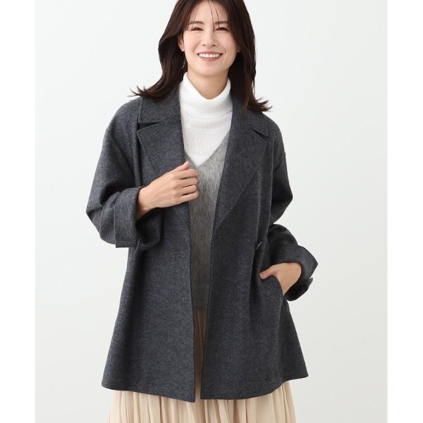 WEB限定カラーあり】ウール混メルトンライクピーコート | リフレクト