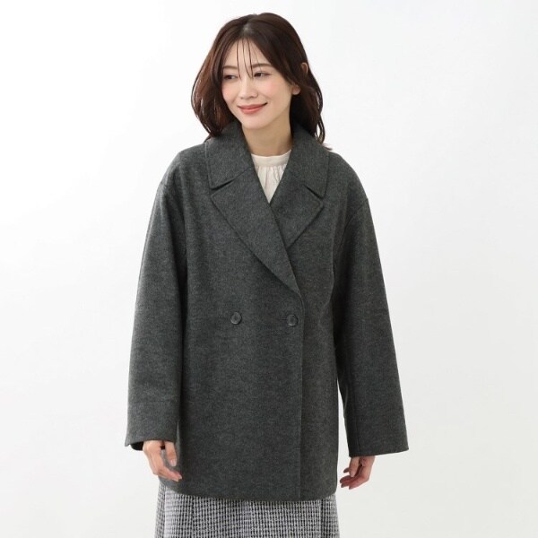 WEB限定カラーあり】ウール混メルトンライクピーコート | リフレクト